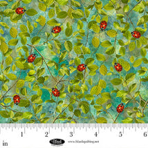 Enchanted Canopy-Ladybugs On Leaves Teal 4606-67