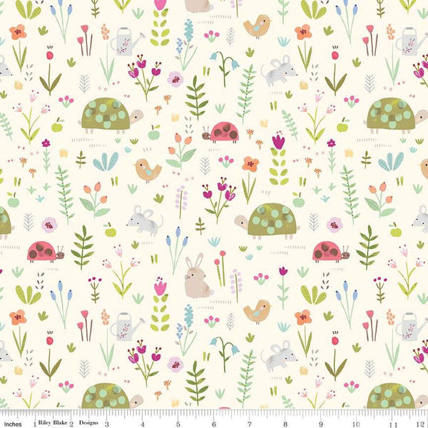 Flannel Garden Animals-Cream F16025-CREAM