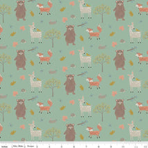 Flannel Woodland Creatures-Pine F16023-PINE