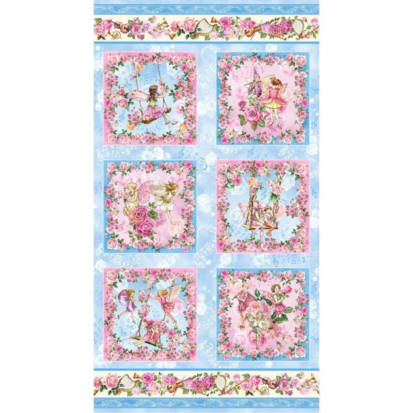 Flower Fairies Spring Songs-Garden Scenic 24" Panel DDC12242-BLUE-D