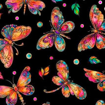 Fluttering Gardens-Butterflies Black 2600-31729-J