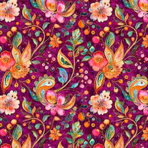 Fluttering Gardens-Butterfly Floral Paisley Sangria 2600-31731-V