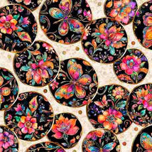 Fluttering Gardens-Butterfly Medallions Oatmeal 2600-31730-E