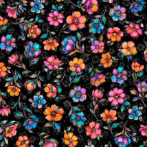 Fluttering Gardens-Small Floral Black 2600-31732-J