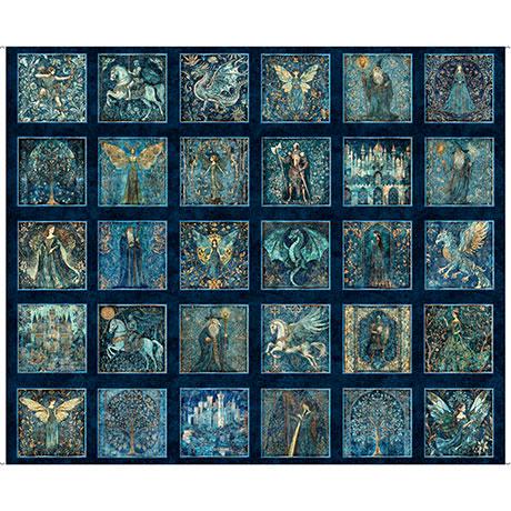 Folklore - 36" Panel Small Medieval Patches - Navy 2600-31641-N