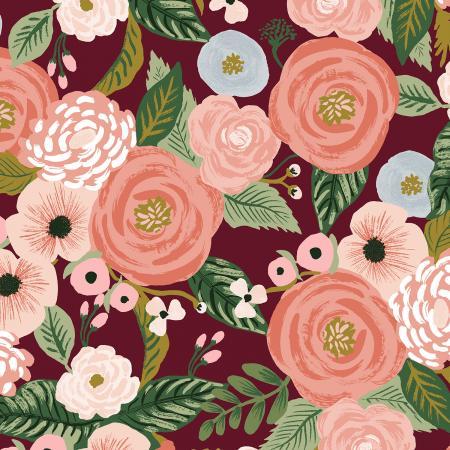 Garden Party Canvas-Juliet Rose Burgundy Multi RP520-BU1C