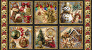 Gears & Garland-24" Panel Steampunk Christmas Blocks Black 4830B-99