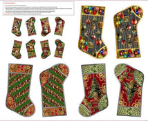 Gears & Garland-36" Panel Steampunk Christmas Stockings Red 4832P-88