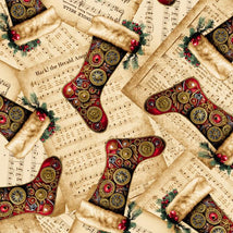 Gears & Garland-Christmas Sheet Music with Stockings Parchment 4818-41