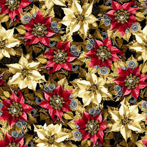Gears & Garland-Steampunk Poinsettias Red 4826-88