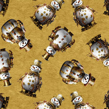 Gears & Garland-Steampunk Snowmen Gold 4822-30