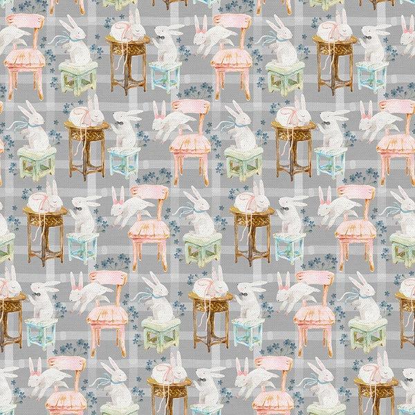 Goose Tales-Gingham Bunnies Grey 12025774
