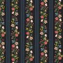 Gracie-Floral Trellis Stripe Black RP1704-BK5