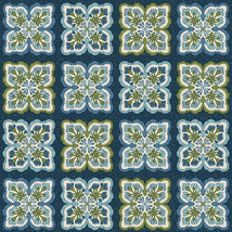 Blockprint Chic-Floral Block Blue/Green 12025921