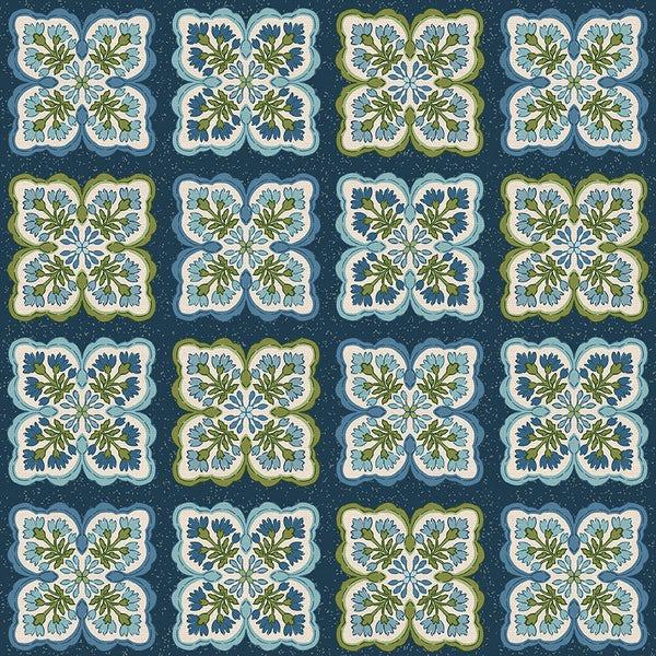 Blockprint Chic-Floral Block Blue/Green 12025921