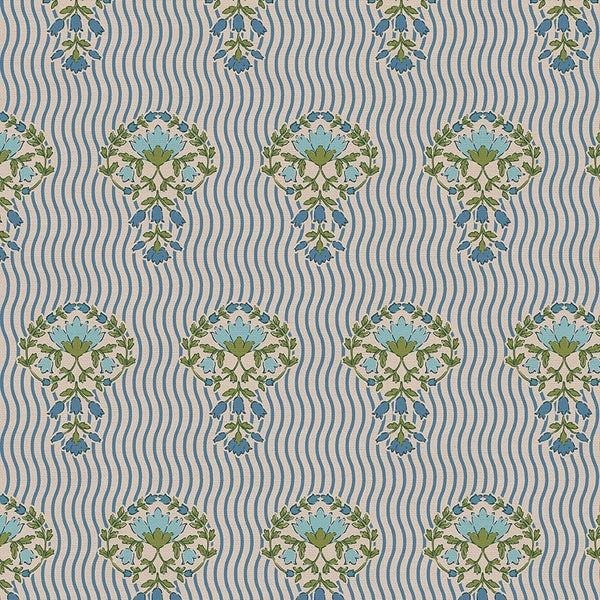 Blockprint Chic-Wavy Blooms Blue/Green 12025937