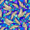 Guardian Angel-Feathers On Stained Glass Blue 2600-31683-B