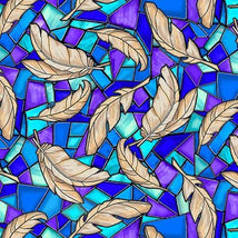 Guardian Angel-Feathers On Stained Glass Blue 2600-31683-B