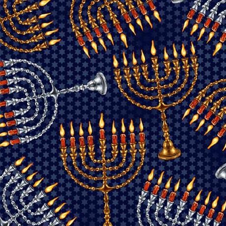 Hanukah Festival-Menorahs Navy 2600-30273-N