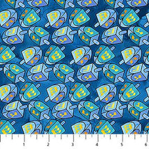 Hanukkah Lights-Dreidels Light Blue Multi DP28984-44