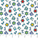 Hanukkah Lights-Hebrew Letters White Multi DP28985-10