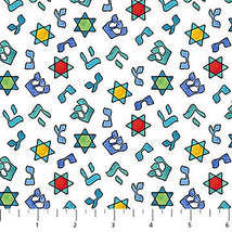 Hanukkah Lights-Hebrew Letters White Multi DP28985-10