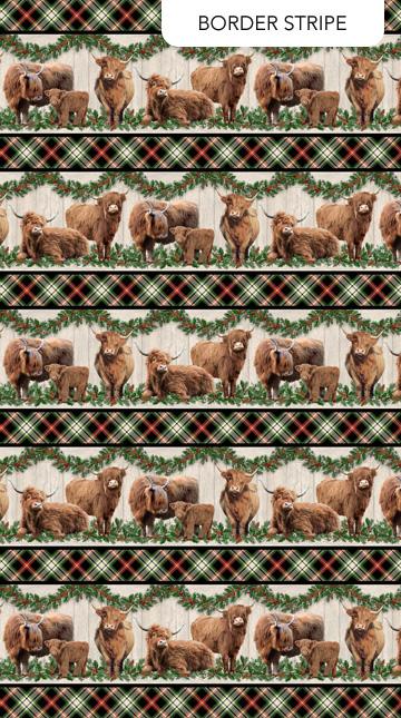 Highland Heart - Border Stripe Black Multi DP28046-99
