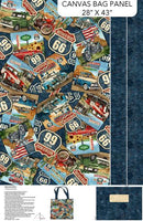 Historic Route 66-29.5" Tote Bag Panel Navy Multi C29249-48