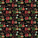 Ho Ho Text & Christmas Floral-Black HOLIDAY-CM2678-BLACK