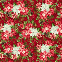 Holiday Feathers & Flourish-Winter Blooms Red 9267-88