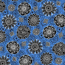 Jazzy Geos-Tossed Floral Geos Blue 2600-31762-B