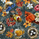 Joyful Garden-Bird Toss Dark Teal 2600-31865-Q