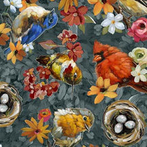 Joyful Garden-Bird Toss Dark Teal 2600-31865-Q