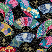 Kamakura Sisters-Whispering Fans Metallic CM12662-BLAC-D