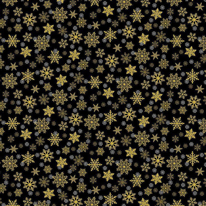 Metallic Snowflakes - Black HOLIDAY-CM3627