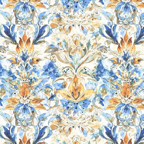 Midnight Blooms-Watercolor Brocade Blue 2600-30620-B