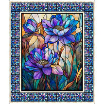 Mosaic Blooms - 36" Stained Glass Floral Panel 2600-31482-X