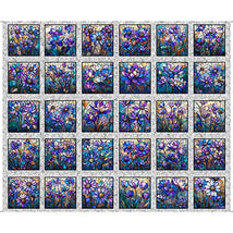 Mosaic Blooms - 36" Stained Glass Floral Picture Panel 2600-31483-K