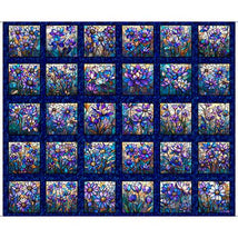 Mosaic Blooms - 36" Stained Glass Floral Picture Panel 2600-31483-N