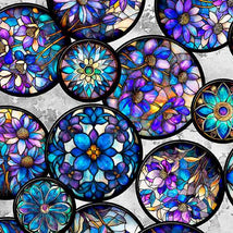 Mosaic Blooms - Floral Circle Vignettes - Gray 2600-31485-K