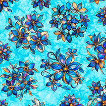 Mosaic Blooms - Tossed Floral - Turquoise 2600-31486-Q