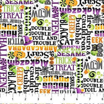 Double Feature Kitty Trouble-Words White/Multi 26961-10