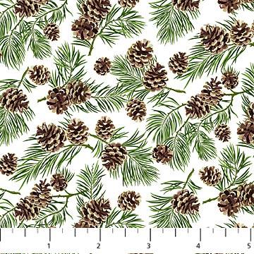 Beary Merry Christmas-Pine Cones White/Multi 27062-10
