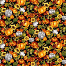 Seeds Of Gratitude-Pumpkins Black/Multi 7698-99