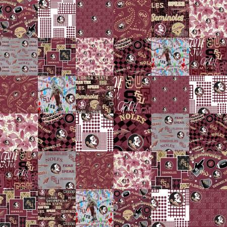 NCAA-Florida State Collegiate Cheater Quilt Allover Cotton FSU1363