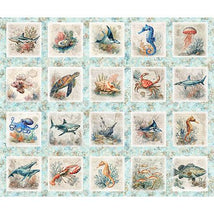 Nauticus-36" Panel Sea Creatures Picture Patches Lt Aqua 2600-32050-Q