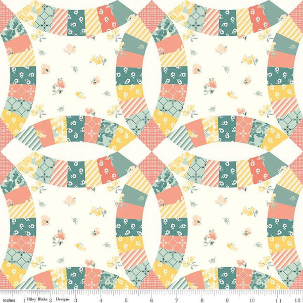 New Beginnings-Double WeddingRing Cheater Print Cream C15758-CREAM