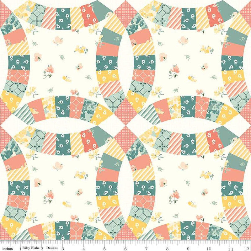 New Beginnings-Double WeddingRing Cheater Print Cream C15758-CREAM