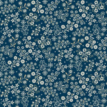Nordic Holiday Village-Floral Vines Blue Cream 3610-77