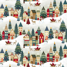Nordic Holiday Village-Santa Scene Cream Multi 3613-44